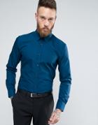 Hugo By Hugo Boss Elisha Shirt Poplin Slim Fit In Blue - Blue