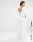 Jarlo Petite Maxi Dress With Bell Sleeve And Button Back Detail - White
