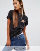 Ellesse Oversized Boyfriend Tee With Washed Out Logo - Black