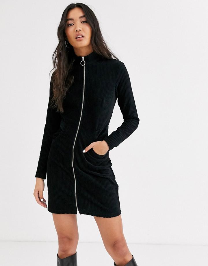 & Other Stories Zip Detail Mini Dress In Black