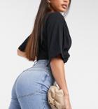Asos Design Tall High Rise 'lift And Contour' Slim Mom Jeans In Midwash-blues