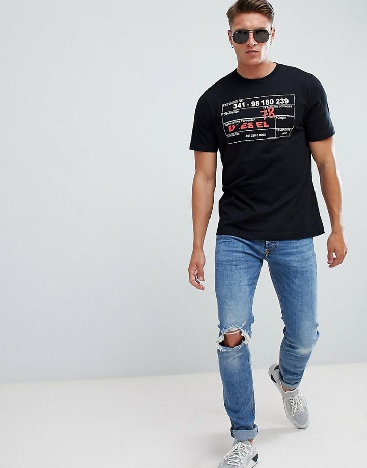Diesel T-just-w2 Scratch Logo T-shirt Black - Black