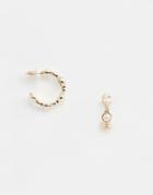 Designb London Pearl Hoop Earrings-gold
