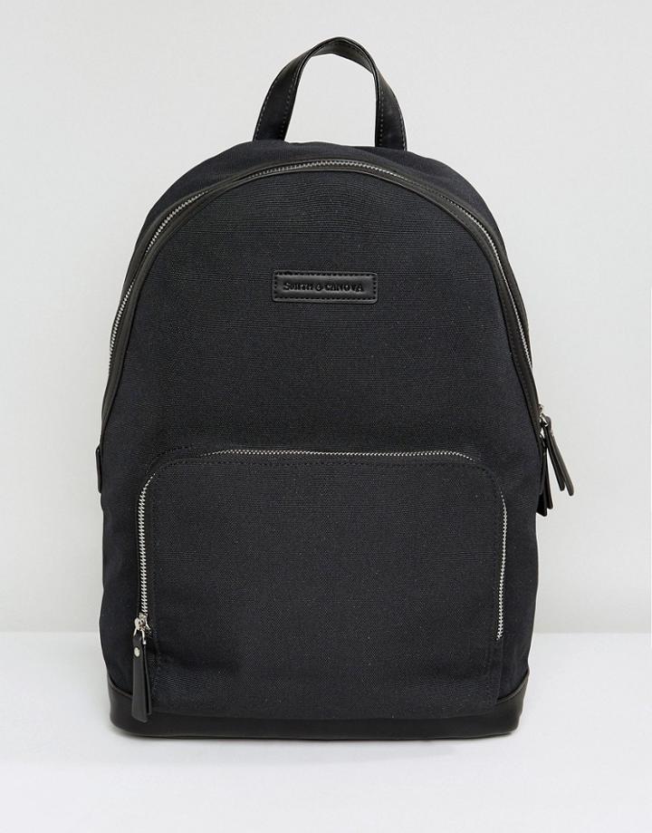 Smith And Canova Nylon And Leather Backpack - Black