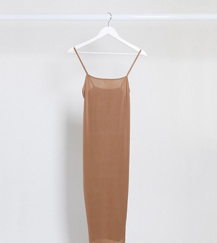 Fashionkilla Maternity Going Out Cami Strap Midi Dress In Camel-neutral