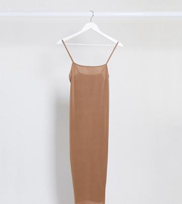 Fashionkilla Maternity Going Out Cami Strap Midi Dress In Camel-neutral