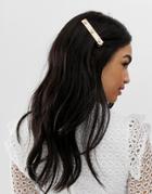 Asos Design Hair Clip With Shell Detail In Gold - Gold
