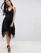 Asos Design Tassel Hem Hanky Sundress - Black