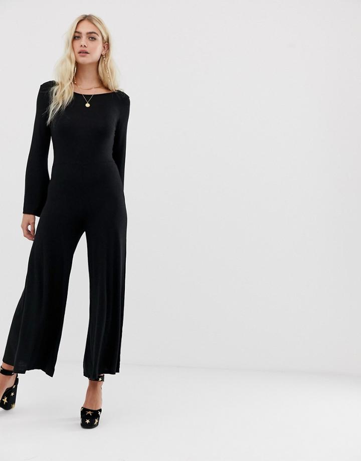 Nytt Emily Scoop Back Wide Leg Jumpsuit-black
