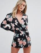 Oh My Love Wrap Over Romper - Pink