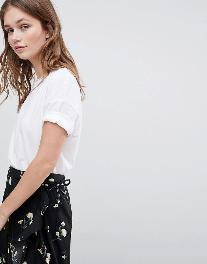 Bershka Organic Oversize Tee In White - White