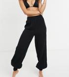 Asos Design Tall Shirred Harem Beach Pant In Black