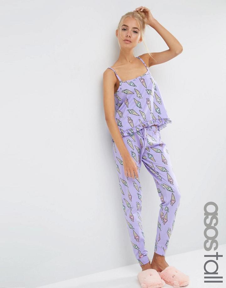 Asos Tall Gem Sprinkle Ice-cream Cami & Legging Pyjama Set - Lilac
