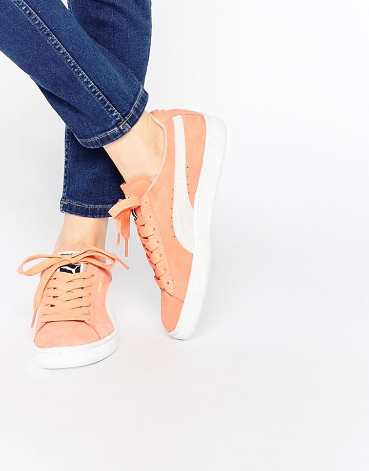 Puma Coral Suede Basket Sneakers - Coral