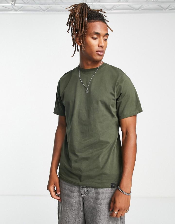Pull & Bear Join Life Basic T-shirt In Khaki-green