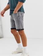 Only & Sons Denim Shorts In Regular Fit Gray Denim - Gray