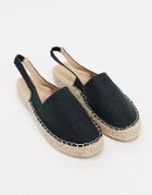 Truffle Collection Slingback Woven Espadrilles In Black