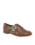 Asos Maple Floral Tweed Lace Up Flat Shoes - Tan