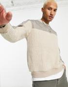 Bershka Padded Sweater In Ecru-neutral
