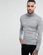 Pull & Bear Roll Neck Sweater In Gray Marl - Gray