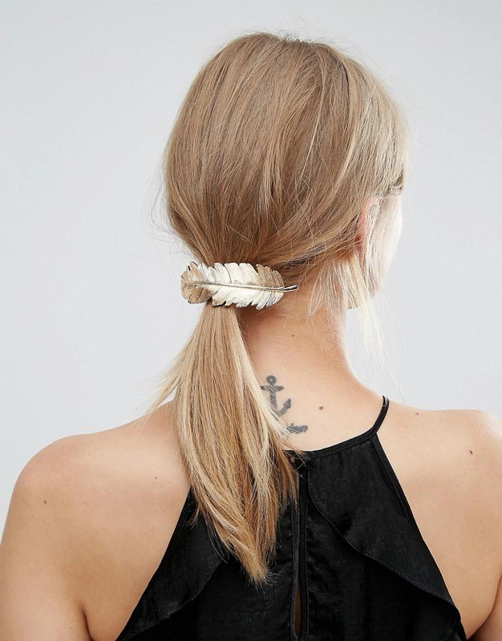 Orelia Large Feather Hair Clip - Gold