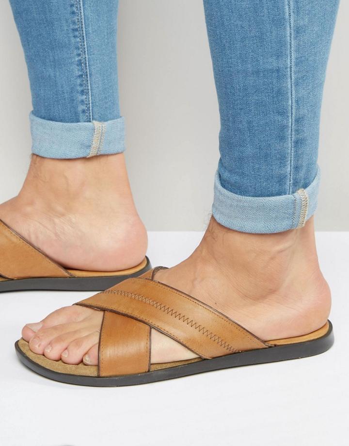 Red Cross Over Sandals - Tan