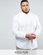 Asos Plus Slim Shirt With Stretch In White - White