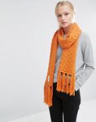 Cheap Monday Oversized Knitted Scarf With Tassels In Orange - Orange