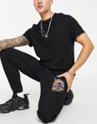 Good For Nothing Sweatpants In Black With Vintage Eagle Print - Part Of A Set