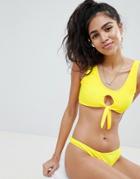 Missguided Knot Front Cami Bikini Top - Yellow