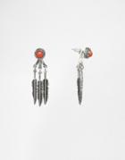 Asos Feather Swing Earrings - Red