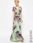 Asos Tall Frill Tea Maxi Dress In Floral Print - Multi