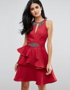 Little Mistress Layered Mini Dress - Red