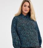 Fashion Union Plus Shirt With Tie Sleeves In Blue Dalmatian-multi