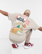 Asos Design Rice Crispies Oversized T-shirt With Back Print In Beige-neutral