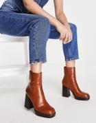 Miss Selfridge Bullet Tan Pu Chunky Boot-brown