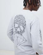 Diamond Supply Fasten Long Sleeve T-shirt With Skull Back Print In Gray - Gray