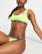 Nike Swimming Logo Taped Bikini Top In Yellow