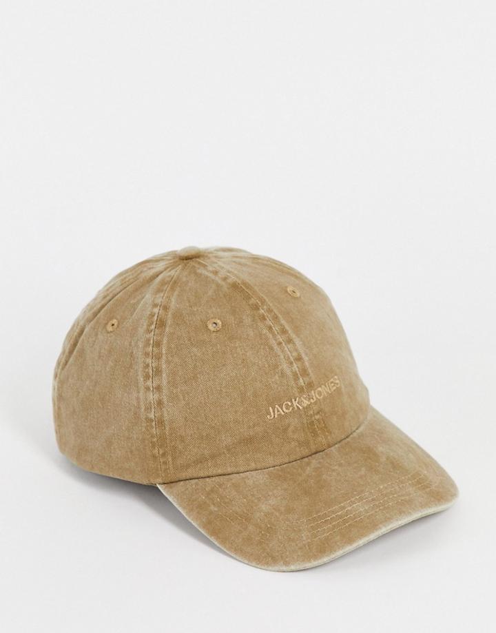 Jack & Jones Cap In Washed Beige-neutral