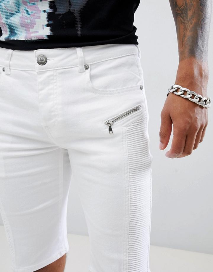 Sixth June Skinny Denim Shorts - White