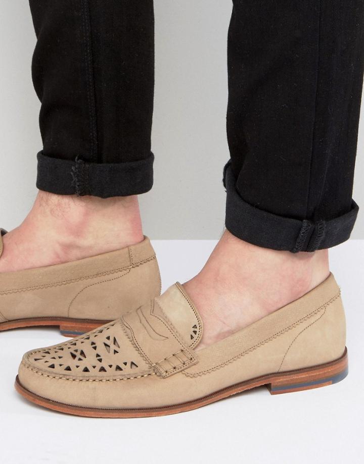 Ted Baker Miicke Cut Detail Nubuck Loafers - Beige