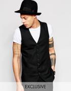 Black Eye Rags Longline Vest With Pinstripe Back - Black