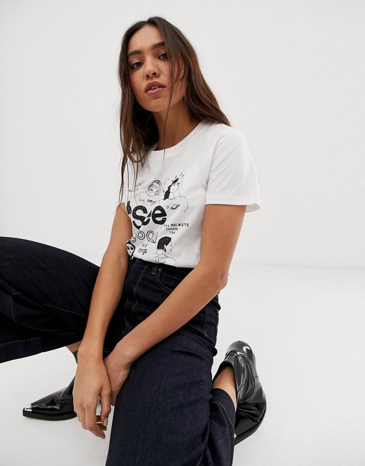 Stradivarius See Good Motif T Shirt In White - White