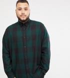 Jack & Jones Premium Plus Size Shirt In Slim Fit Check Cotton - Green
