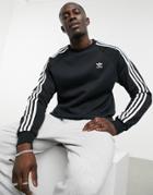 Adidas Originals Three Stripe Sweatshirt In Black-white