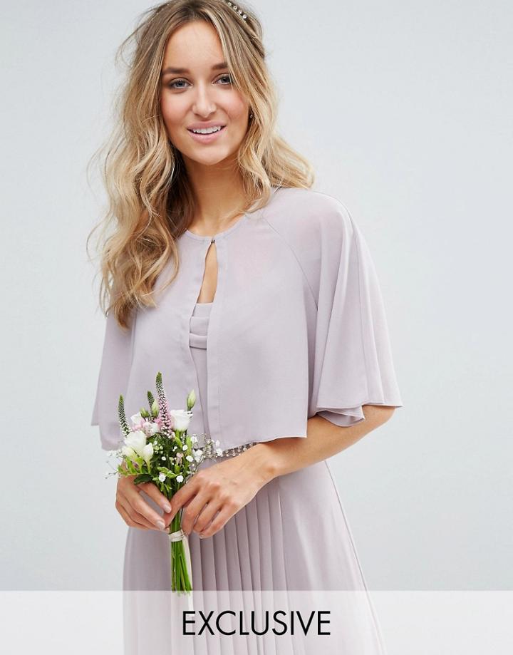 Tfnc Wedding Chiffon Cape Cover Up - Gray