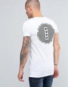 Asos Longline Muscle T-shirt With City Stars And Stripe Print In White - White