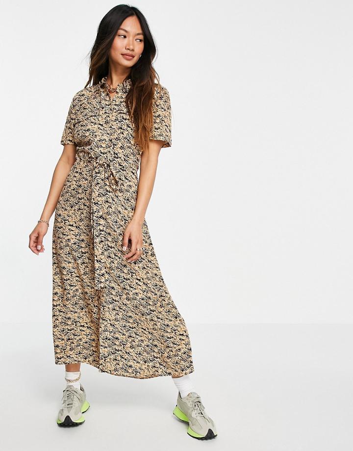 Whistles Bark Print Shirt Dress In Brown