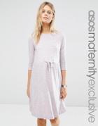 Asos Maternity Lounge Drawstring Dress With Short Sleeve In Lilac Space Dye - Pink