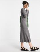 Mango Knitted Midi Dress In Gray-grey